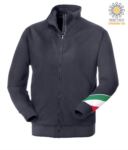 Long profile zip sweatshirt tricolor, ribbed neck, torch tricolor on the left arm, your open pockets with thread stitching ribattute, made in Italy, color white JR988290.BLU