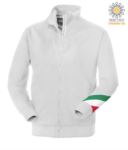 Long profile zip sweatshirt tricolor, ribbed neck, torch tricolor on the left arm, your open pockets with thread stitching ribattute, made in Italy, color white JR988295.BI