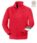 Long profile zip sweatshirt tricolor, ribbed neck, torch tricolor on the left arm, your open pockets with thread stitching ribattute, made in Italy, color red JR988294.RO