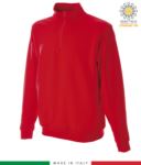 Short zip sweatshirt, ribbed neck, ribbed cuffs and hem, made in Italy, color red JR988554.RO