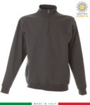 Short zip sweatshirt, ribbed neck, ribbed cuffs and hem, made in Italy, color grey  JR988558.GR