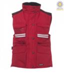 Women multi-pocket vest, plastic zip with metal slider, side vents, color red PAFLIGHTLADY.RO