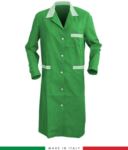 White and Green long sleeved work gown TCAL046.B07