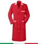White and Red long sleeved work gown TCAL046.B05