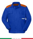 Two-tone multipro jacket, covered button closure, two chest pockets, elasticated cuffs, colour inserts on shoulders and inside collar, Made in Italy, colour royal blue/green RU315APLT06.AZA