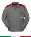 Multipro two-tone jacket, covered button closure, two chest pockets, elasticated cuffs, colour inserts on shoulders and inside collar, colour grey/green RU315APLT06.GRR