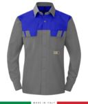 Two-tone multipro shirt, long sleeves, two chest pockets, Made in Italy, certified EN 1149-5, EN 13034, EN 14116:2008, color grey/green RU801BICT54.GRAZ