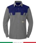Two-tone multipro shirt, long sleeves, two chest pockets, Made in Italy, certified EN 1149-5, EN 13034, EN 14116:2008, color grey/green RU801BICT54.GRBL