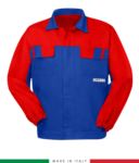 Multipro two-tone jacket, covered button closure, two chest pockets, elasticated cuffs, colour inserts on shoulders and inside collar, Made in Italy, colour royal blue/ green RU315BICT06.AZR