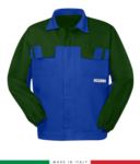 Multipro two-tone jacket, covered button closure, two chest pockets, elasticated cuffs, colour inserts on shoulders and inside collar, Made in Italy, colour royal blue/ navy blue RU315BICT06.AZV