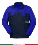 Multipro two-tone jacket, covered button closure, two chest pockets, elasticated cuffs, colour inserts on shoulders and inside collar, Made in Italy, colour navy blue/grey RU315BICT06.BLAZ