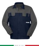 Multipro two-tone jacket, covered button closure, two chest pockets, elasticated cuffs, colour inserts on shoulders and inside collar, Made in Italy, colour navy blue/grey RU315BICT06.BLGR