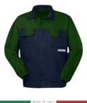 Multipro two-tone jacket, covered button closure, two chest pockets, elasticated cuffs, colour inserts on shoulders and inside collar, Made in Italy, colour navy blue/grey RU315BICT06.BLV
