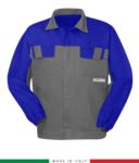 Multipro two-tone jacket, covered button closure, two chest pockets, elasticated cuffs, colour inserts on shoulders and inside collar, Made in Italy, certified EN 11611, EN 1149-5, EM 13034, CEI EN 61482-1-2:2008, EN 11612:2009, colour grey/green RU315BICT06.GRAZ