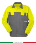 Multipro two-tone jacket, covered button closure, two chest pockets, elasticated cuffs, colour inserts on shoulders and inside collar, Made in Italy, certified EN 11611, EN 1149-5, EM 13034, CEI EN 61482-1-2:2008, EN 11612:2009, colour grey/orange RU315BICT06.GRG