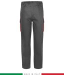Two-tone multipro trousers, multi-pocket, coloured profile on the pockets, Made in Italy, certified EN 11611, EN 1149-5, EN 13034, CEI EN 61482-1-2:2008, EN 11612:2009, color grey and navy blue RU401BICT06.GRAR