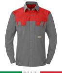 Two-tone multipro shirt, long sleeves, two chest pockets, Made in Italy, certified EN 1149-5, EN 13034, EN 14116:2008, color grey/green RU801BICT54.GRR