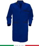men work gown  Royal Blue / Grey 100% cotton RUBICOLOR.CAM.AZBL