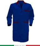 men work gown  Royal Blue / Red 100% cotton RUBICOLOR.CAM.AZR