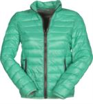 Padded nylon jacket for women with feather effect padding, interior and contrasting finishes. Colour:  black & grey PAINFORMALLADY.AQM