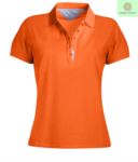 Women short sleeved polo shirt, five-button closure, rib collar, 100% cotton piquet fabric, red colour
 PAGLAMOUR.AR
