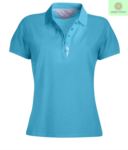 Women short sleeved polo shirt, five-button closure, rib collar, 100% cotton piquet fabric, smerald green colour
 PAGLAMOUR.CE