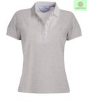 Women short sleeved polo shirt, five-button closure, rib collar, 100% cotton piquet fabric, turquoise colour
 PAGLAMOUR.GRM