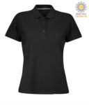 Women short sleeved polo shirt with four buttons closure, 100% cotton. warm brown colour PAVENICELADY.NE