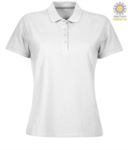 Women short sleeved polo shirt with four buttons closure, 100% cotton. blue atoll colour PAVENICELADY.BI