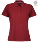 Women short sleeved polo shirt with four buttons closure, 100% cotton. bordeux colour PAVENICELADY.BO