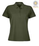 Women short sleeved polo shirt with four buttons closure, 100% cotton. orange colour PAVENICELADY.VEM
