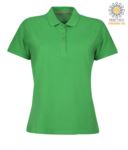 Women short sleeved polo shirt with four buttons closure, 100% cotton. melange grey colour PAVENICELADY.JEG