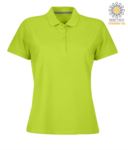 Women short sleeved polo shirt with four buttons closure, 100% cotton. acid green colour PAVENICELADY.VEA