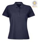 Women short sleeved polo shirt with four buttons closure, 100% cotton. indigo purple colour PAVENICELADY.BLU
