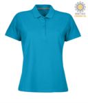Women short sleeved polo shirt with four buttons closure, 100% cotton. blue atoll colour PAVENICELADY.CE