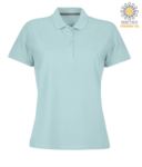 Women short sleeved polo shirt with four buttons closure, 100% cotton. aquamarine colour PAVENICELADY.AQM