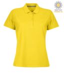 Women short sleeved polo shirt with four buttons closure, 100% cotton. yellow colour PAVENICELADY.GI