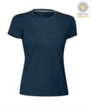 Women short-sleeved cotton short-sleeved crew neck T-shirt, color black PASUNSETLADY.BLU