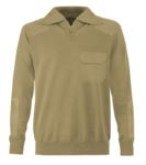 Men high neck sweater, short zip, shoulder and elbow patches, flap pocket, 100% acrylic fabric
color khaki
 VADRIVER.CA
