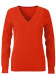 V-neck sleeveless sweater for women with elastic ribbed neckline and cuffs, 100% cotton knitted fabric. Color red X-JN658.DO