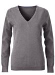 V-neck sleeveless sweater for women with elastic ribbed neckline and cuffs, 100% cotton knitted fabric. Color grey X-JN658.GH