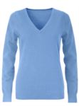 V-neck sleeveless sweater for women with elastic ribbed neckline and cuffs, 100% cotton knitted fabric. Color sky blue
 X-JN658.GL