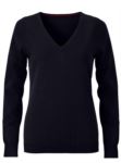 V-neck sleeveless sweater for women with elastic ribbed neckline and cuffs, 100% cotton knitted fabric. Color black
 X-JN658.NE