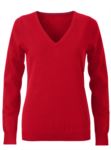V-neck sleeveless sweater for women with elastic ribbed neckline and cuffs, 100% cotton knitted fabric. Color red X-JN658.RO