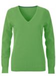 V-neck sleeveless sweater for women with elastic ribbed neckline and cuffs, 100% cotton knitted fabric. Color green X-JN658.VE