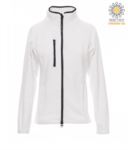Long zip fleece for women with chest pocket and two pockets. Double slider zipper. Colour: white PANORWAYLADY.BI