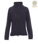 Long zip fleece for women with chest pocket and two pockets. Double slider zipper. Colour: navy blue PANORWAYLADY.BLU