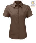 women shirt with short sleeves for work Brown X-K548.MA