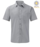 men short sleeved shirt polyester and cotton silver color X-K551.GRS