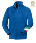 Long profile zip sweatshirt tricolor, ribbed neck, torch tricolor on the left arm, your open pockets with thread stitching ribattute, made in Italy, color blue JR988292.AZ